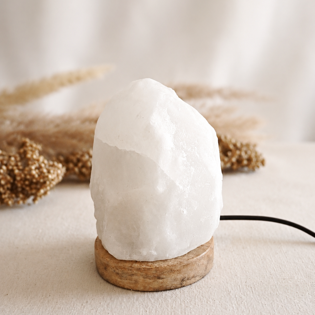 Lámpara de sal del Himalaya blanca - Calma y calidez natural
