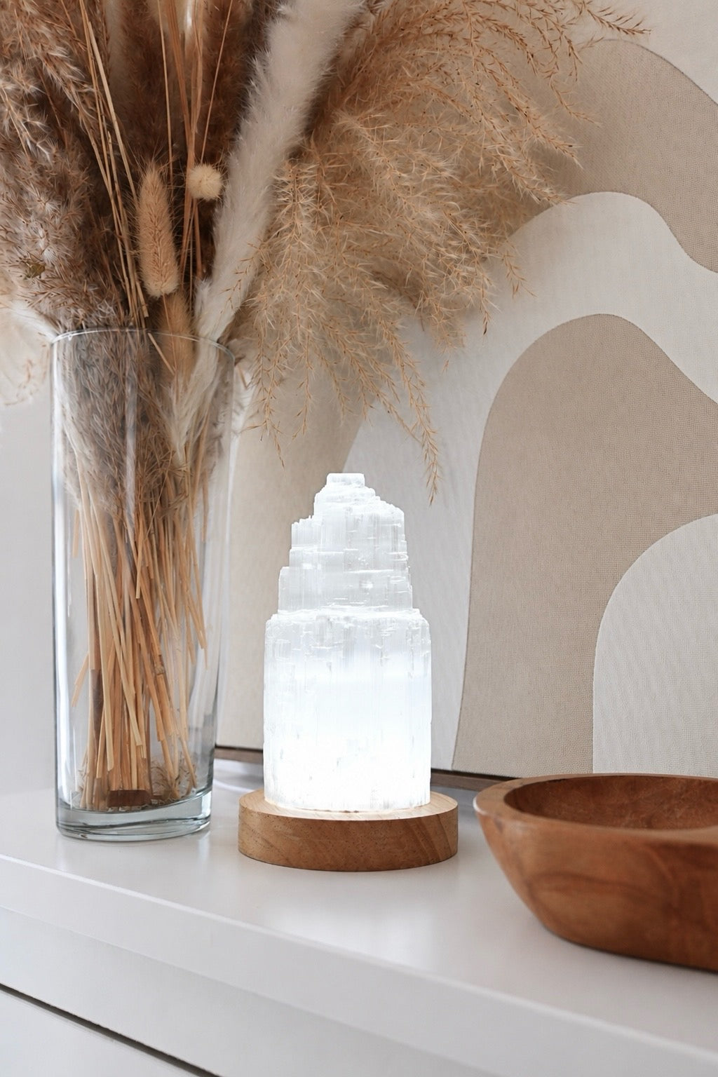 (Nuevo!) Lámpara de selenita de 15x7,5cm - Luz, purificación y elevación energética