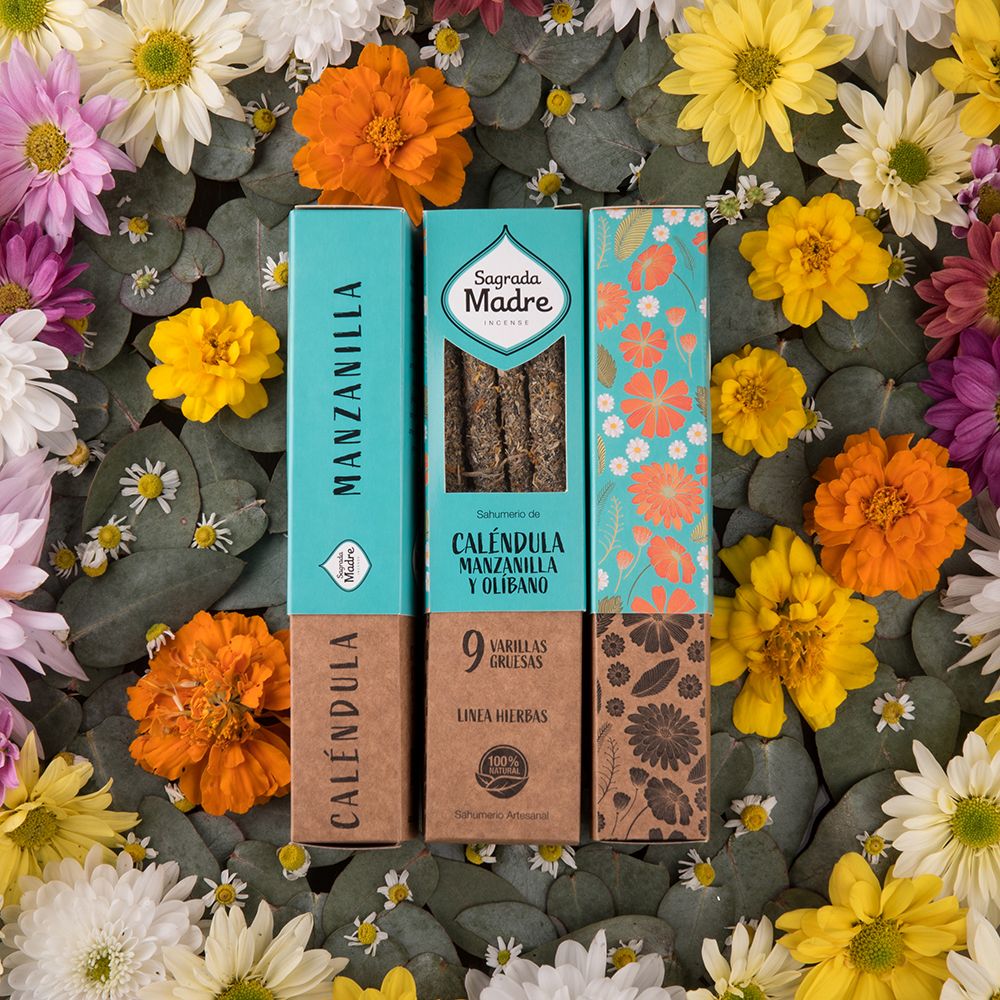 Caléndula, Manzanilla & Olíbano | 9 varillas gruesas Sagrada Madre