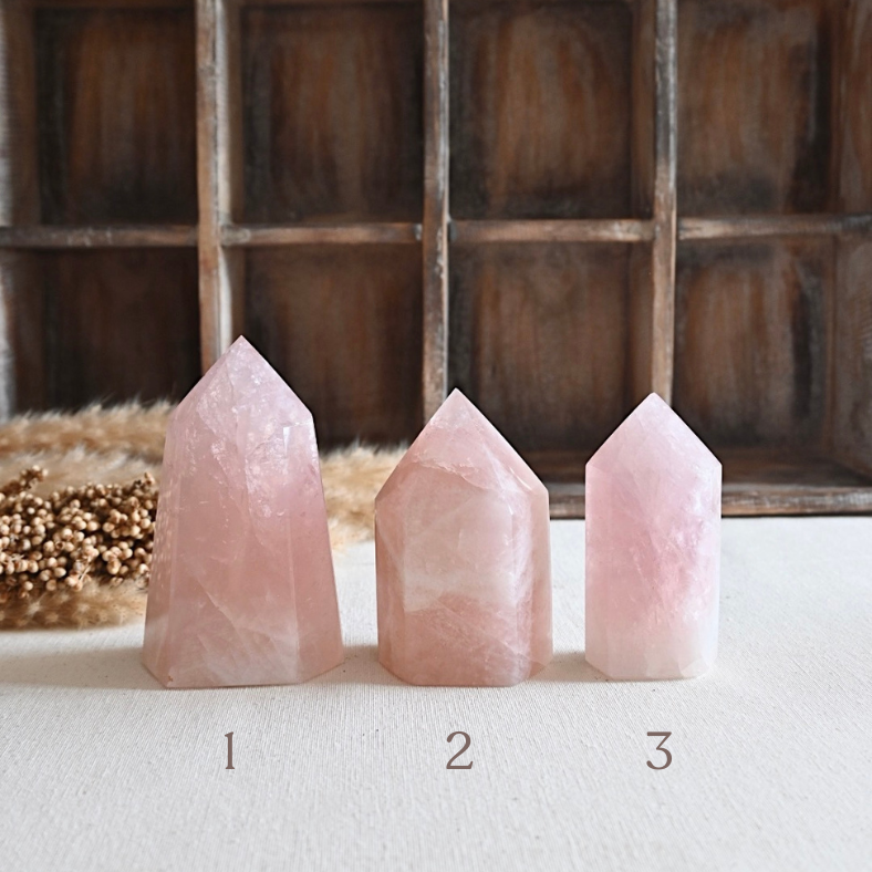 Puntas grandes de Cuarzo Rosa - Calidad extra | Amor propio y Sanación del Corazón