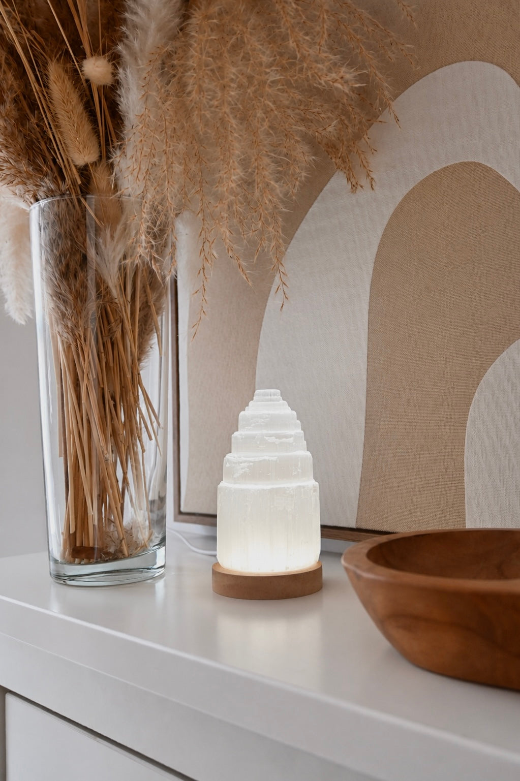 Lámpara catedral de selenita 10cm - Luz, purificación energética y calma
