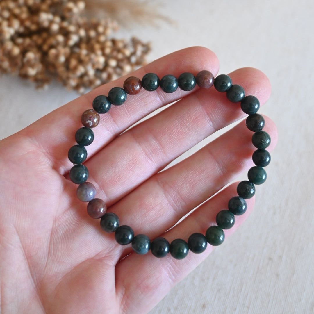 Pulsera jaspe sanguíneo heliotropo - Vitalidad, protección y coraje para avanzar