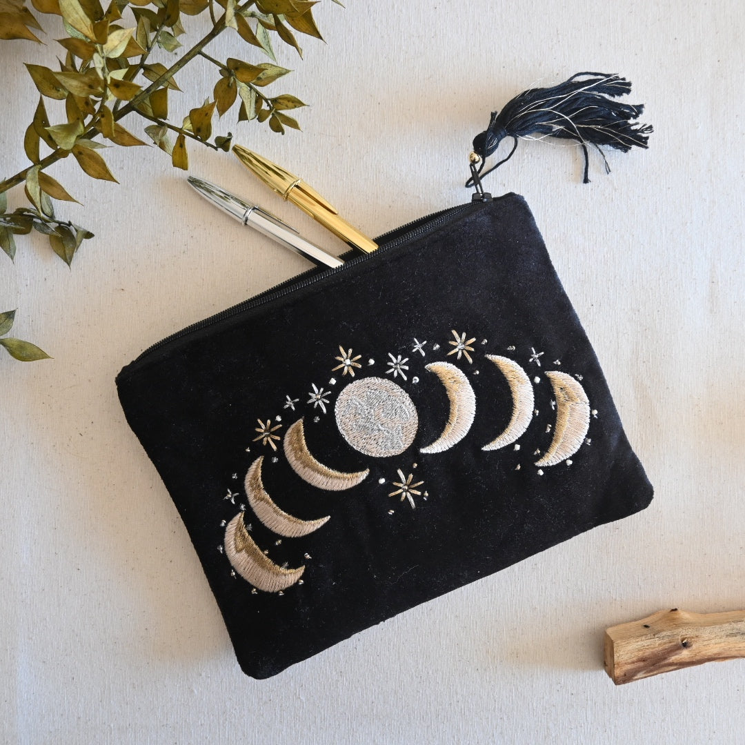Estuche / neceser Fases lunares terciopelo