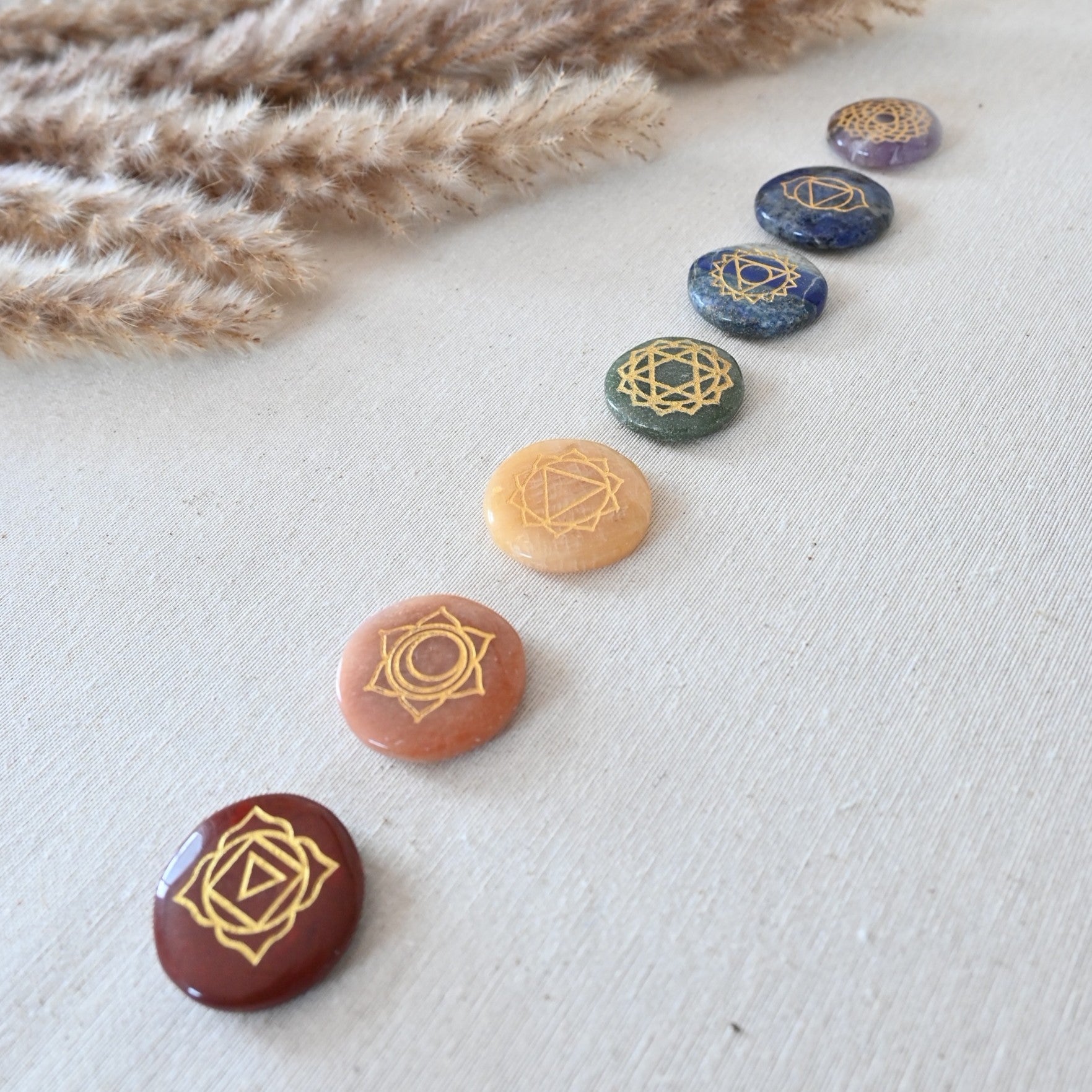 Minerales 7 chakras redondos