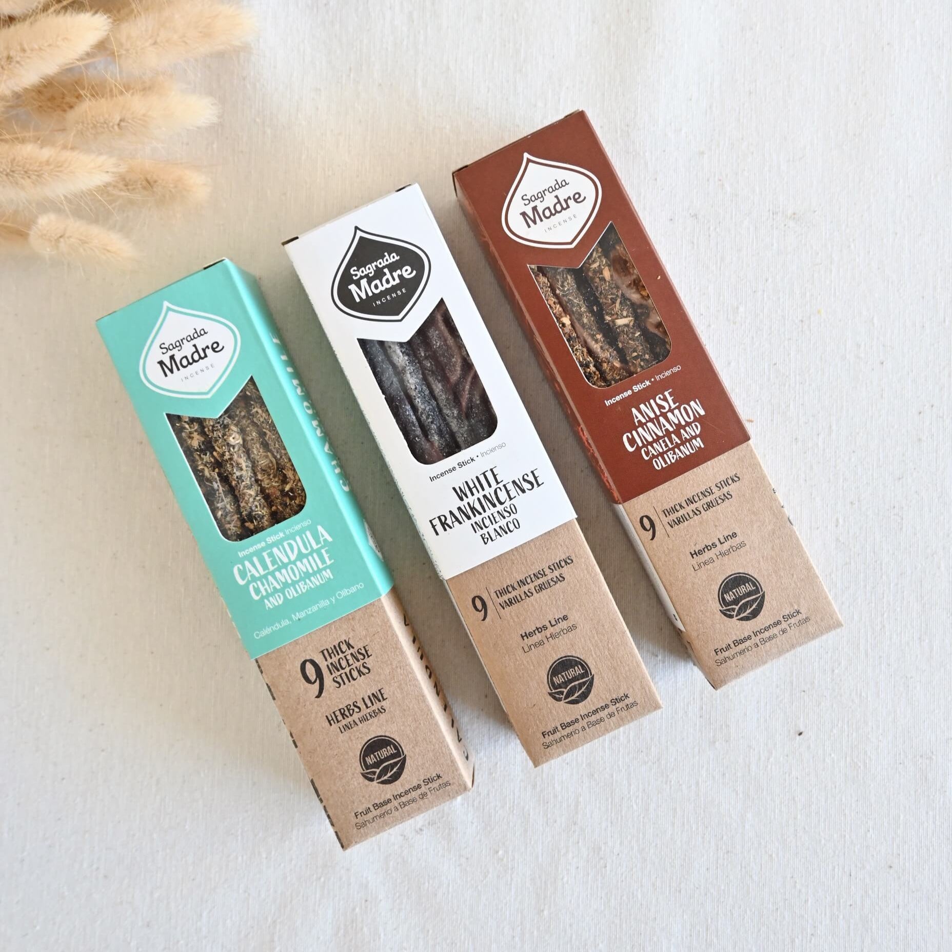 Caléndula, Manzanilla & Olíbano | 9 varillas gruesas Sagrada Madre