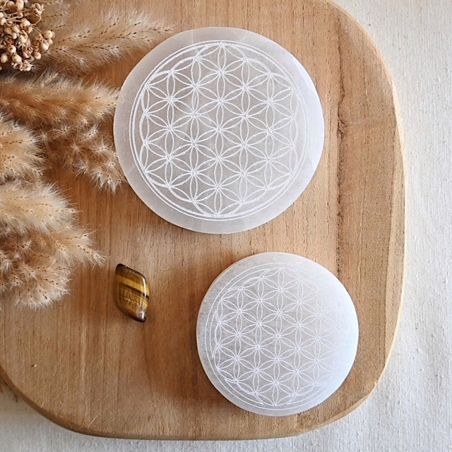 Plato de Selenita - Flor de la Vida