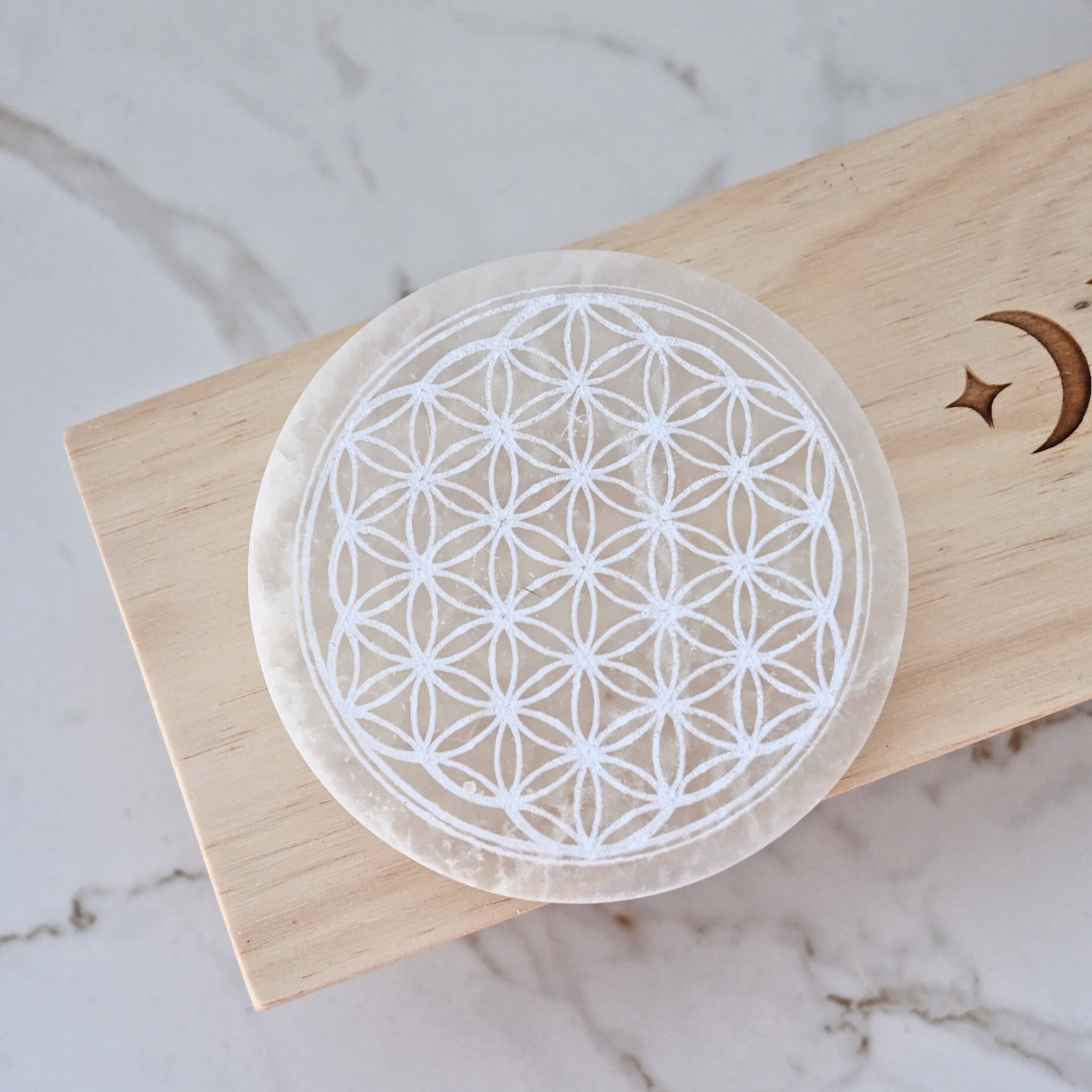 Plato de Selenita - Flor de la Vida