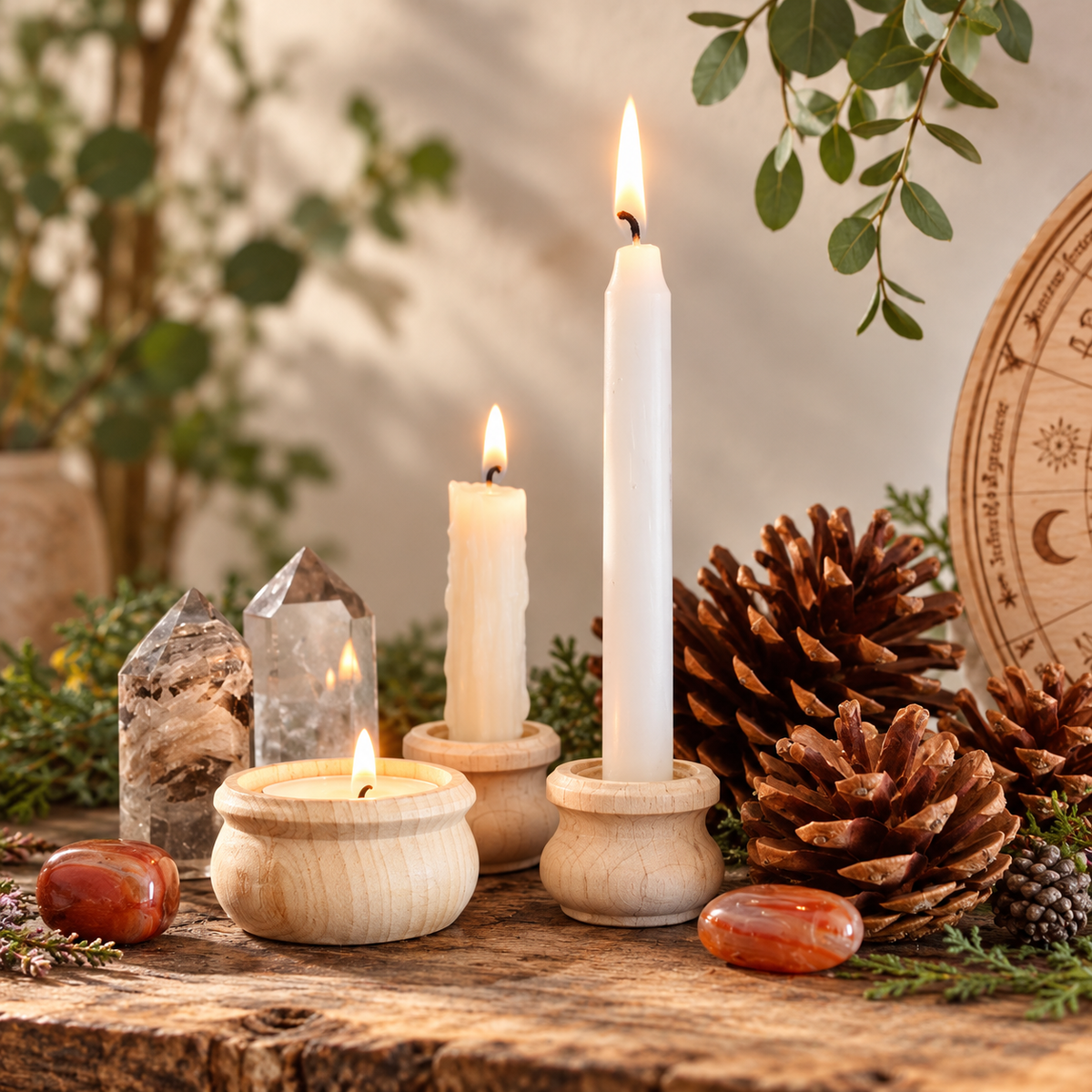 Portavelas, velas y quemadores