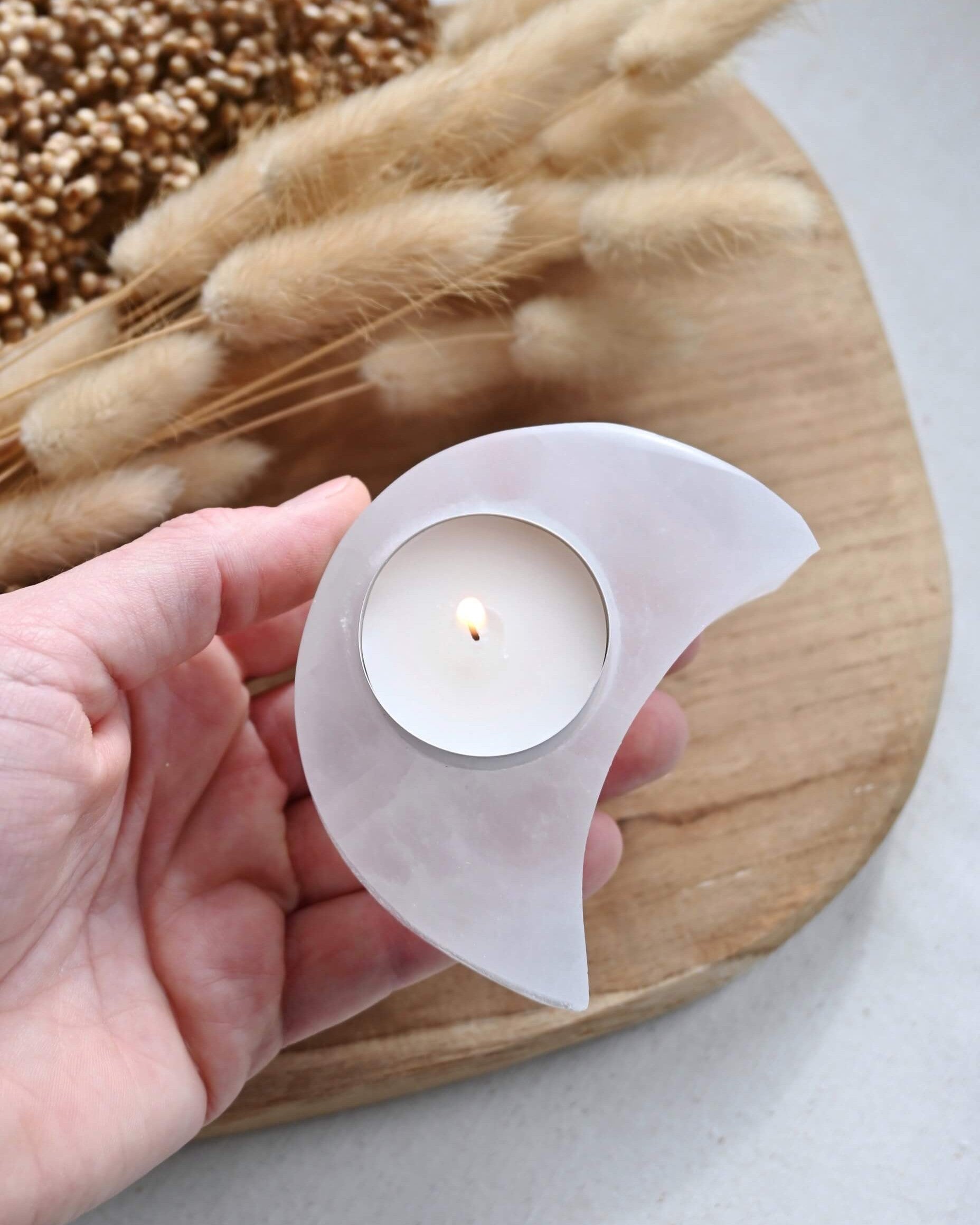 Portavelas de Selenita · Luna Sagrada