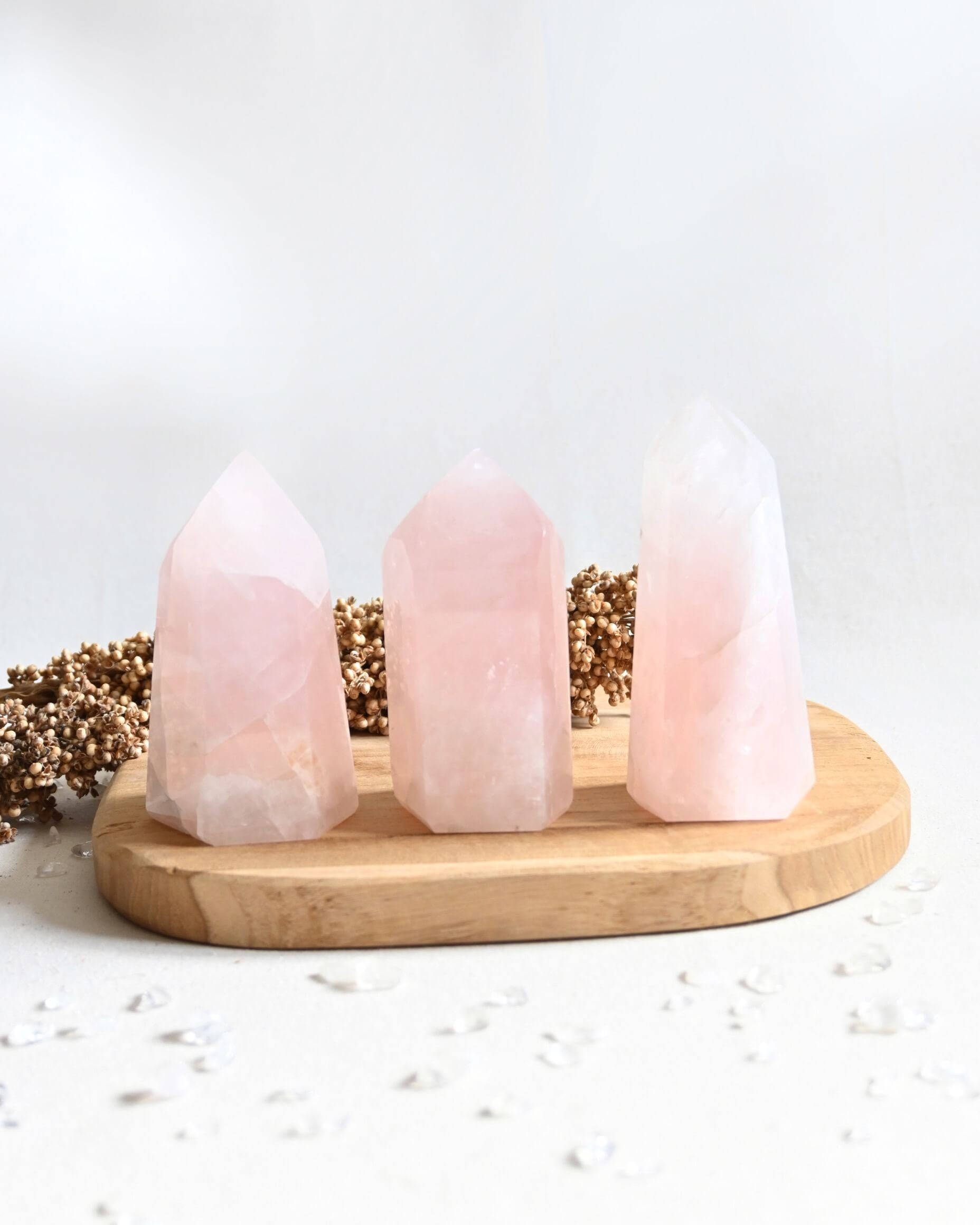 Puntas grandes de Cuarzo Rosa | Amor propio y Sanación del Corazón