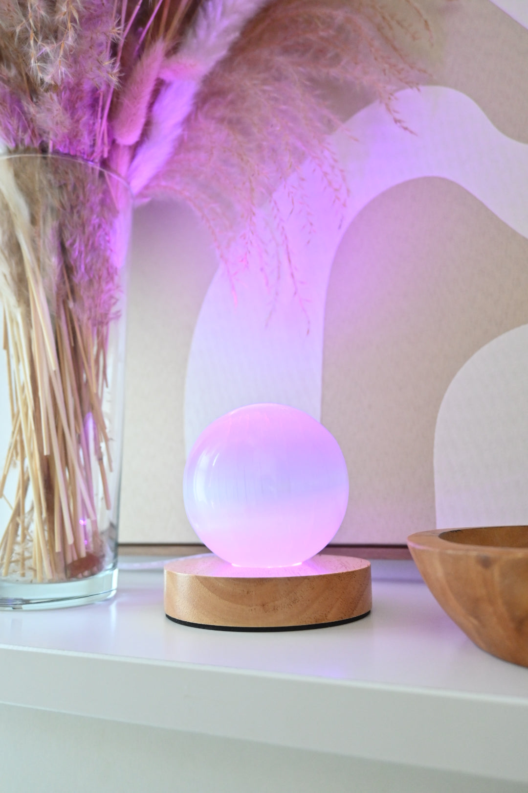 Lámpara color esfera de selenita - Luz, armonía y equilibrio