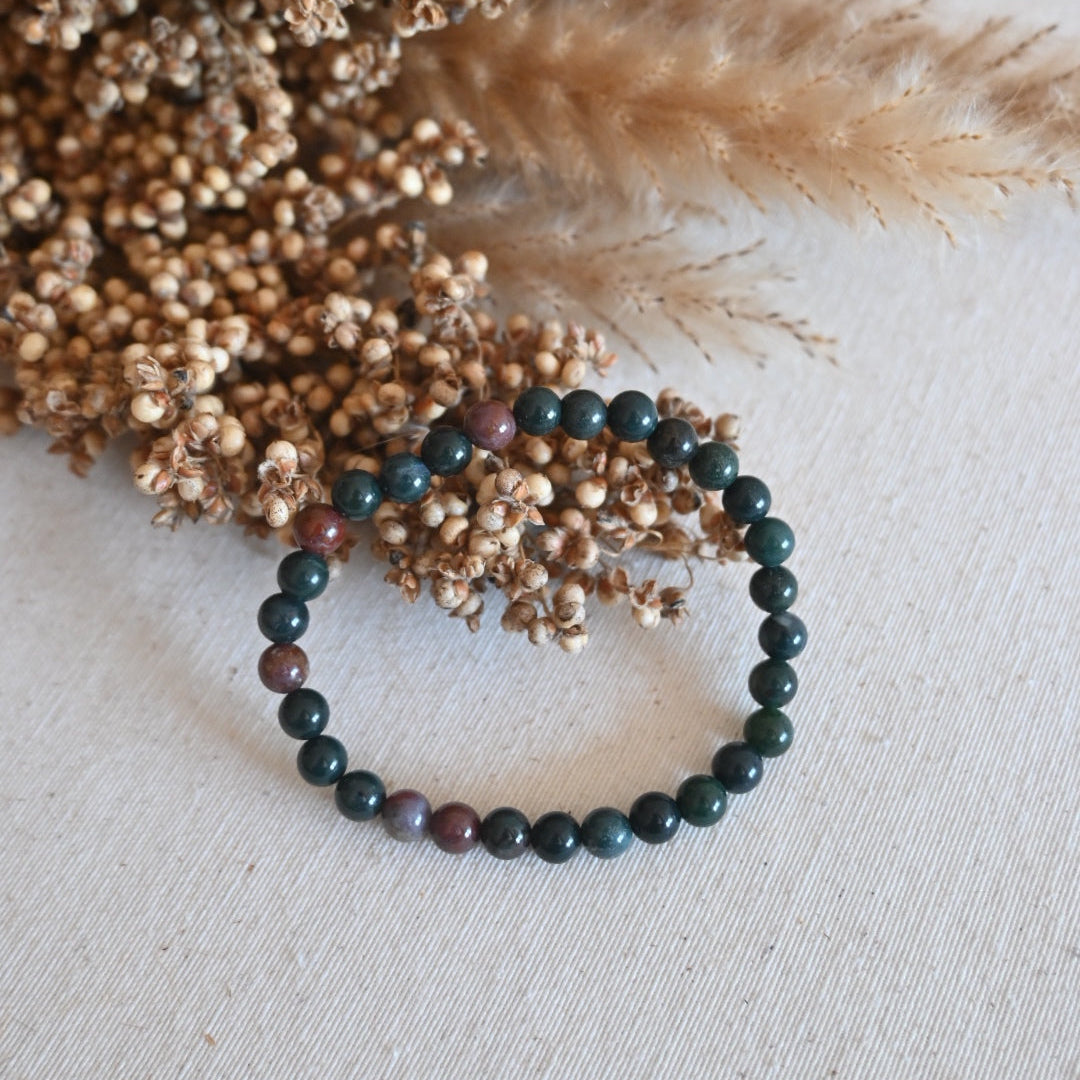 Pulsera jaspe sanguíneo heliotropo - Vitalidad, protección y coraje para avanzar