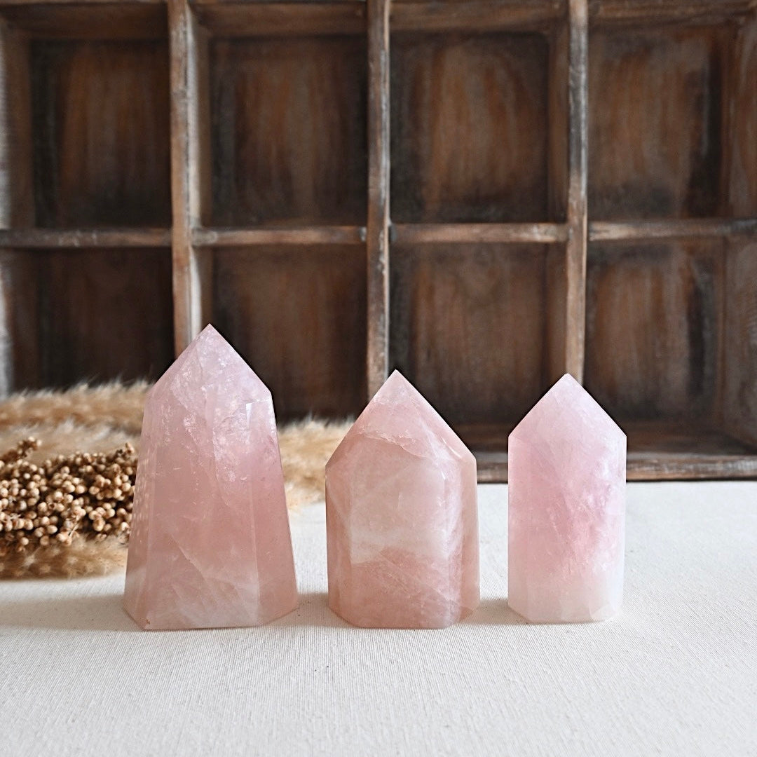Puntas grandes de Cuarzo Rosa - Calidad extra | Amor propio y Sanación del Corazón