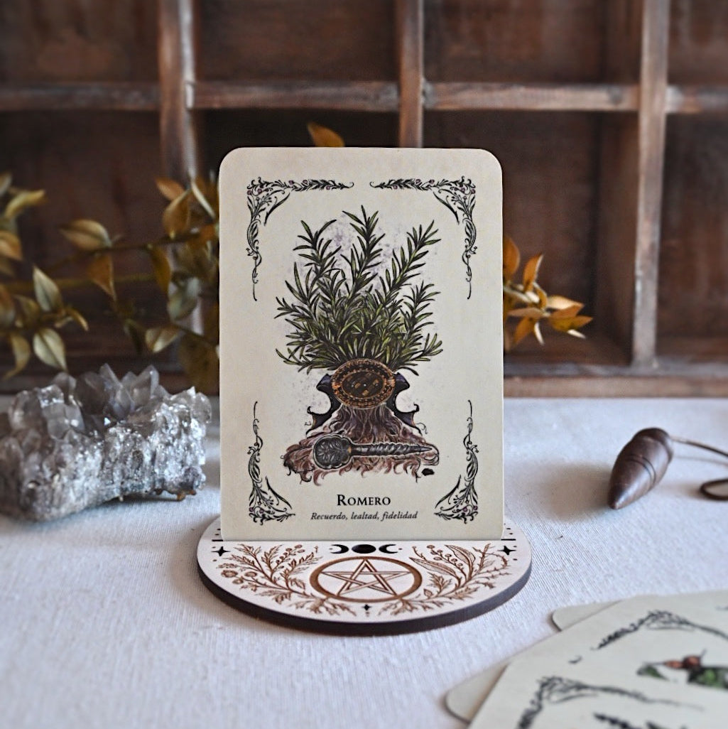 Base ritual individual para cartas - Media luna con pentagrama