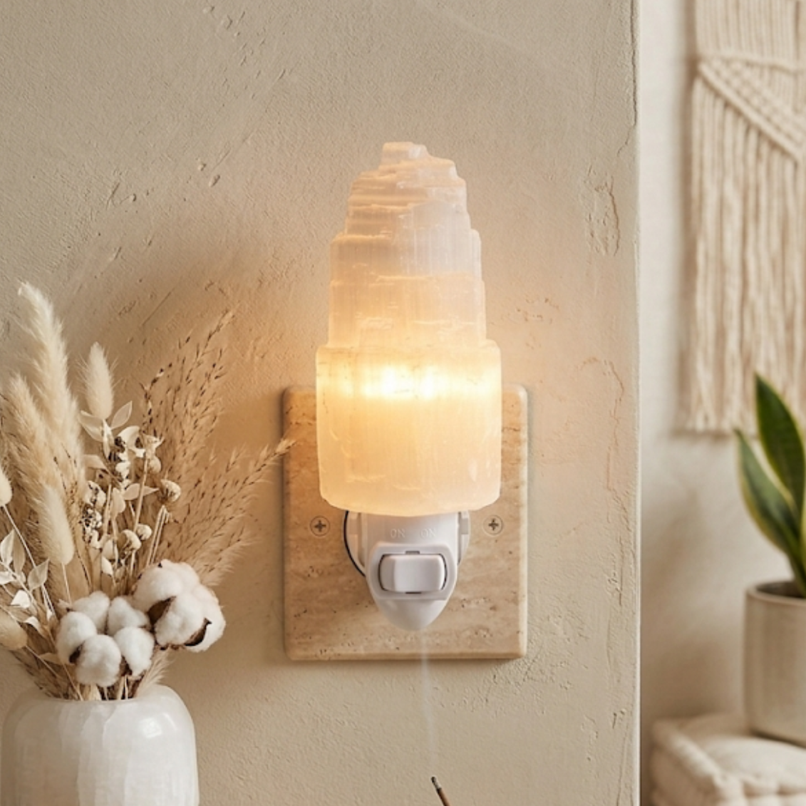 Lámpara de selenita enchufable - Luz, purificación y elevación energética