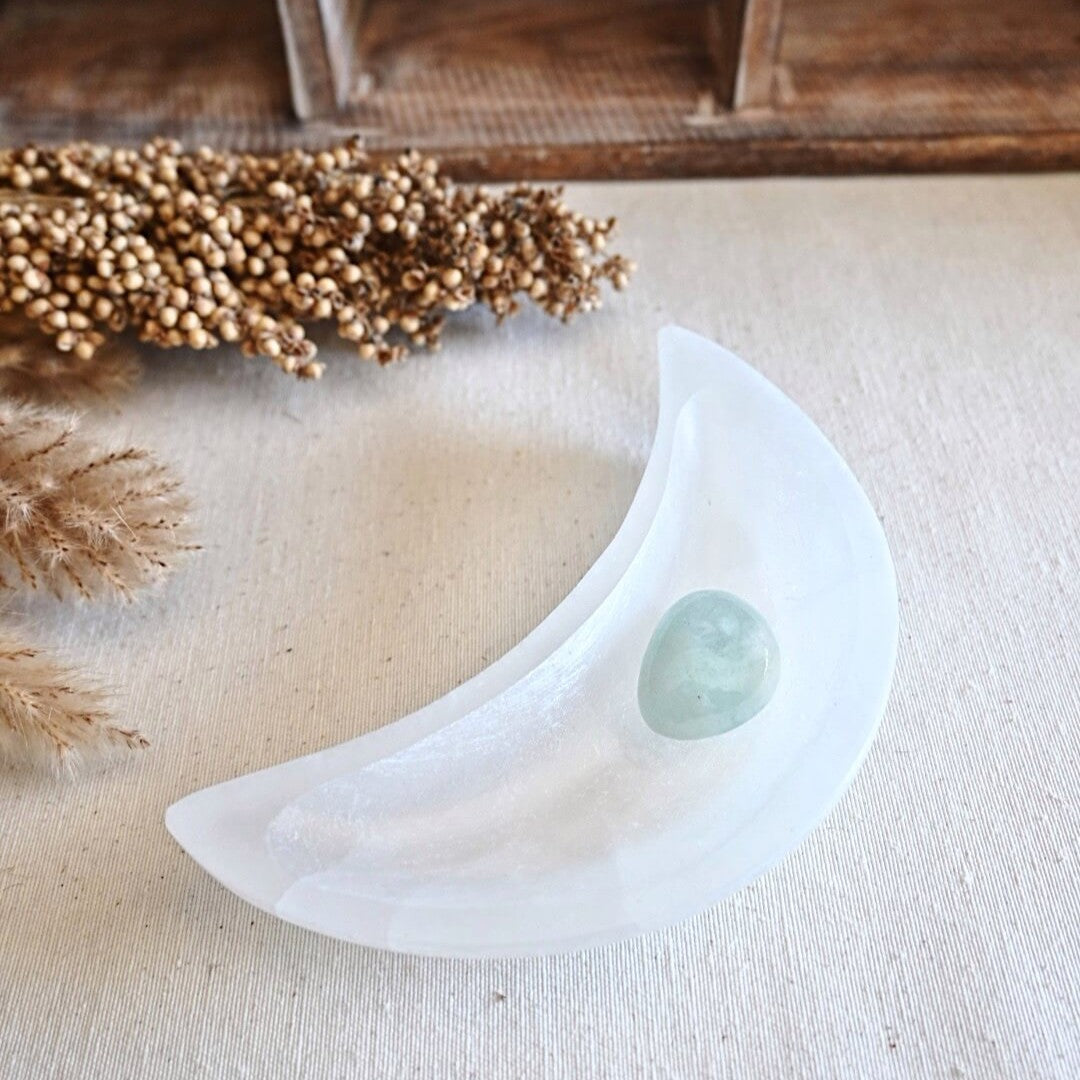 Bol Luna de selenita - Energía lunar & armonía sutil