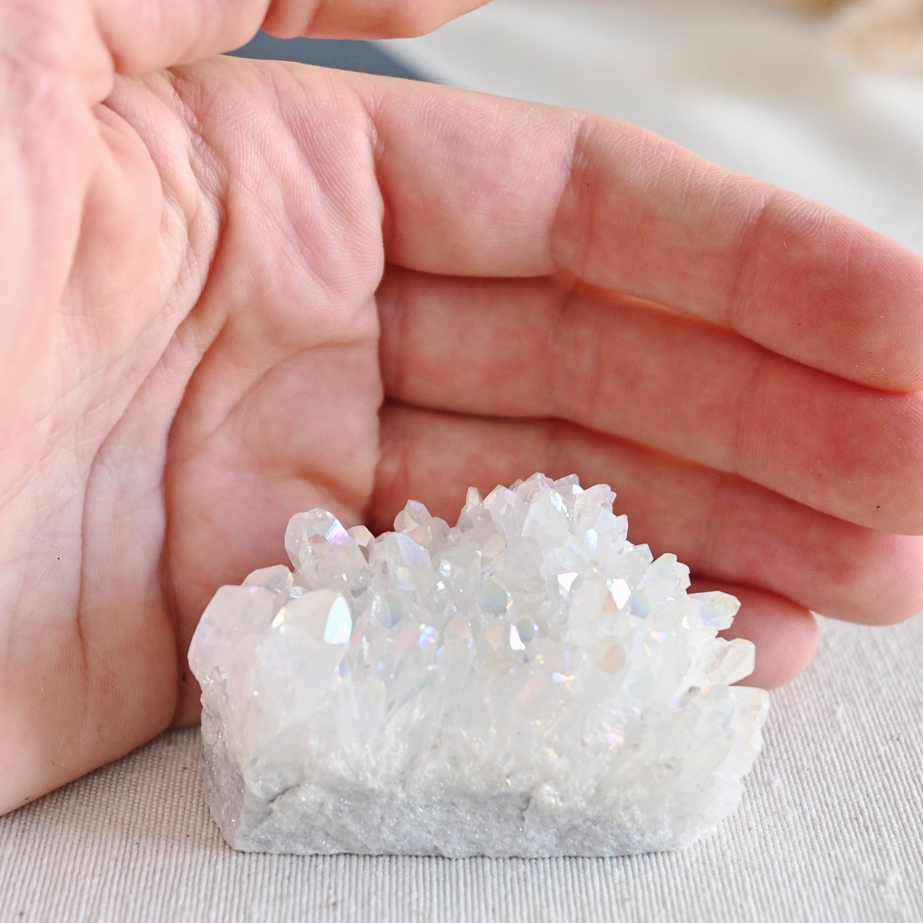 Drusa de cuarzo blanco Aqua Aura hielo - Purificación & expansión