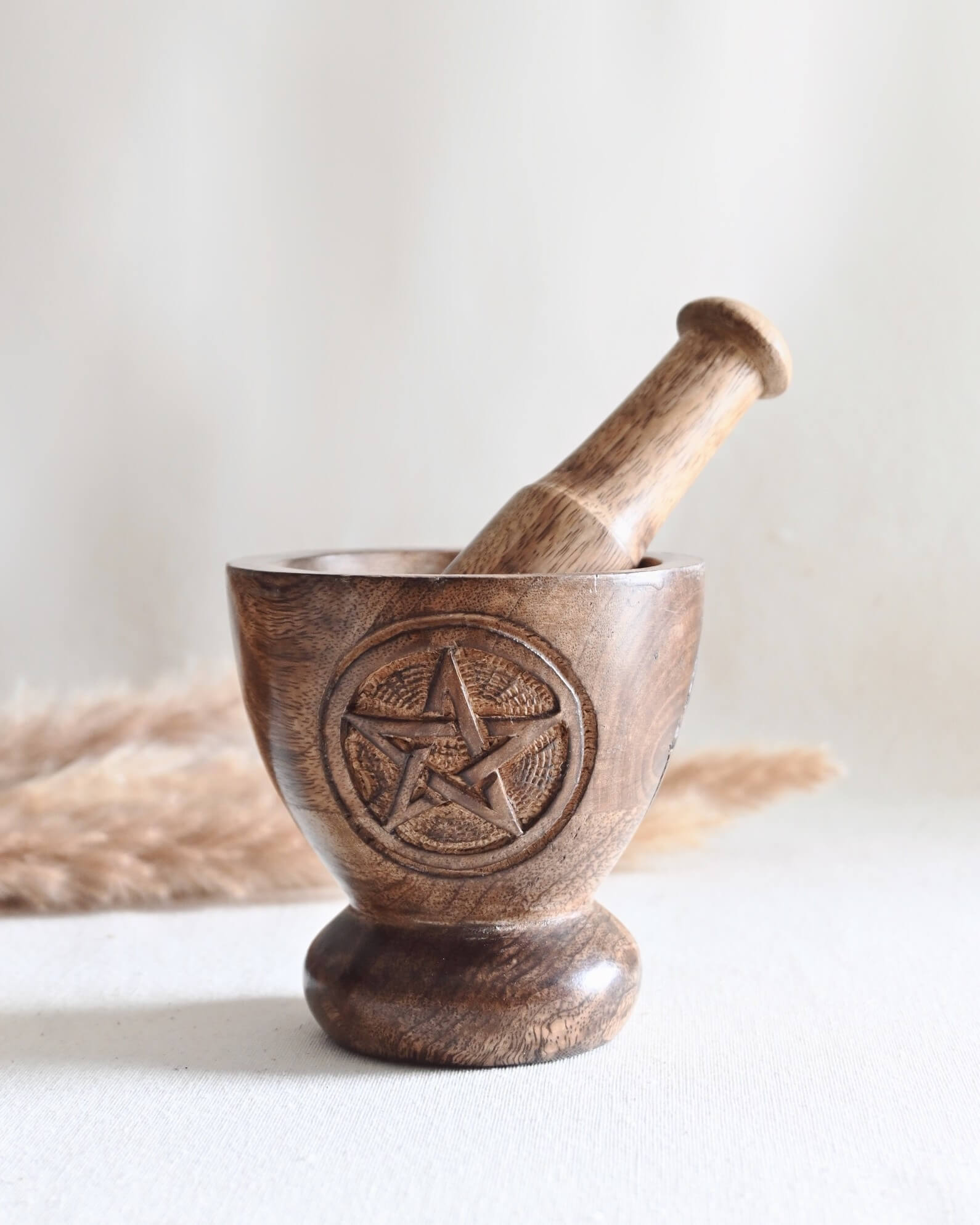 Mortero ritual de madera - Pentáculo