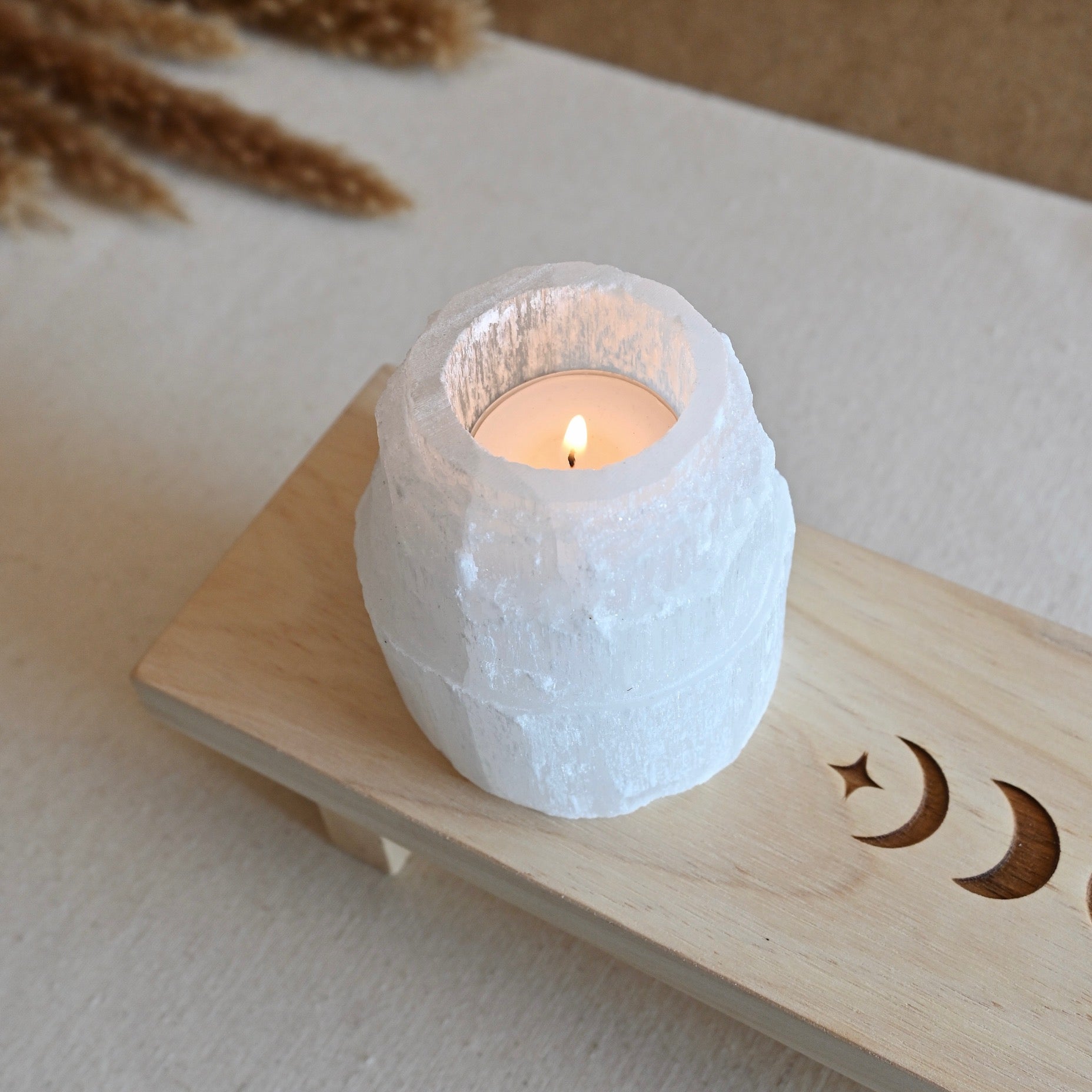 Portavelas de Selenita - calma y claridad energética