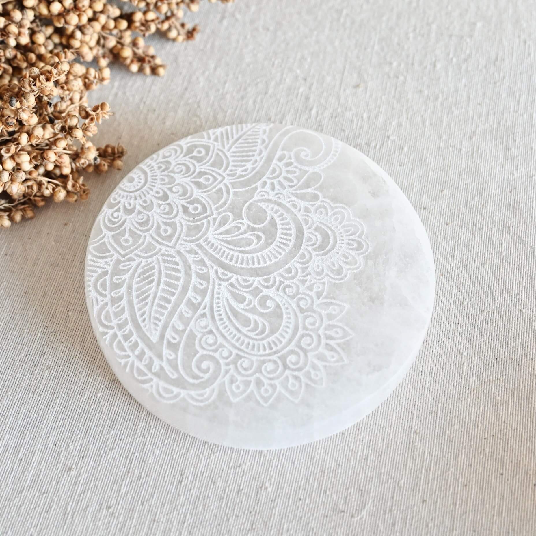 Plato de Selenita - Flores