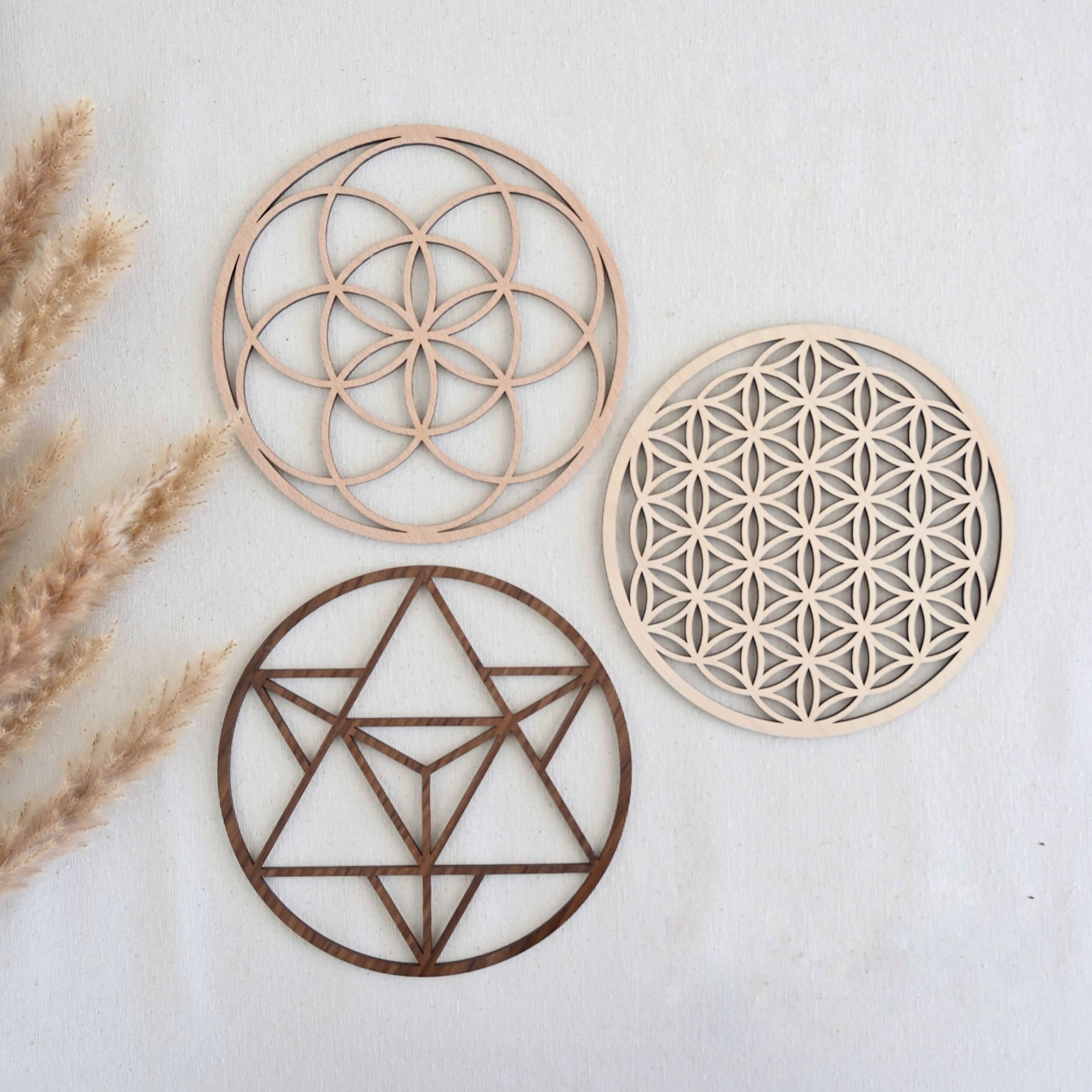 Geometría sagrada variada - Flor de la Vida, Semilla y Merkaba